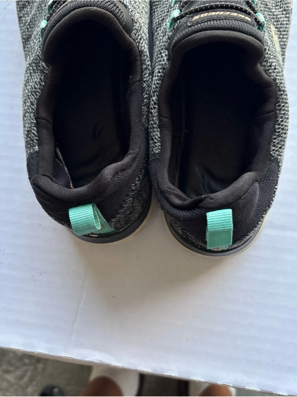 Skechers Women's Black/ Gray Knit Slip-On Sneakers Memory Foam